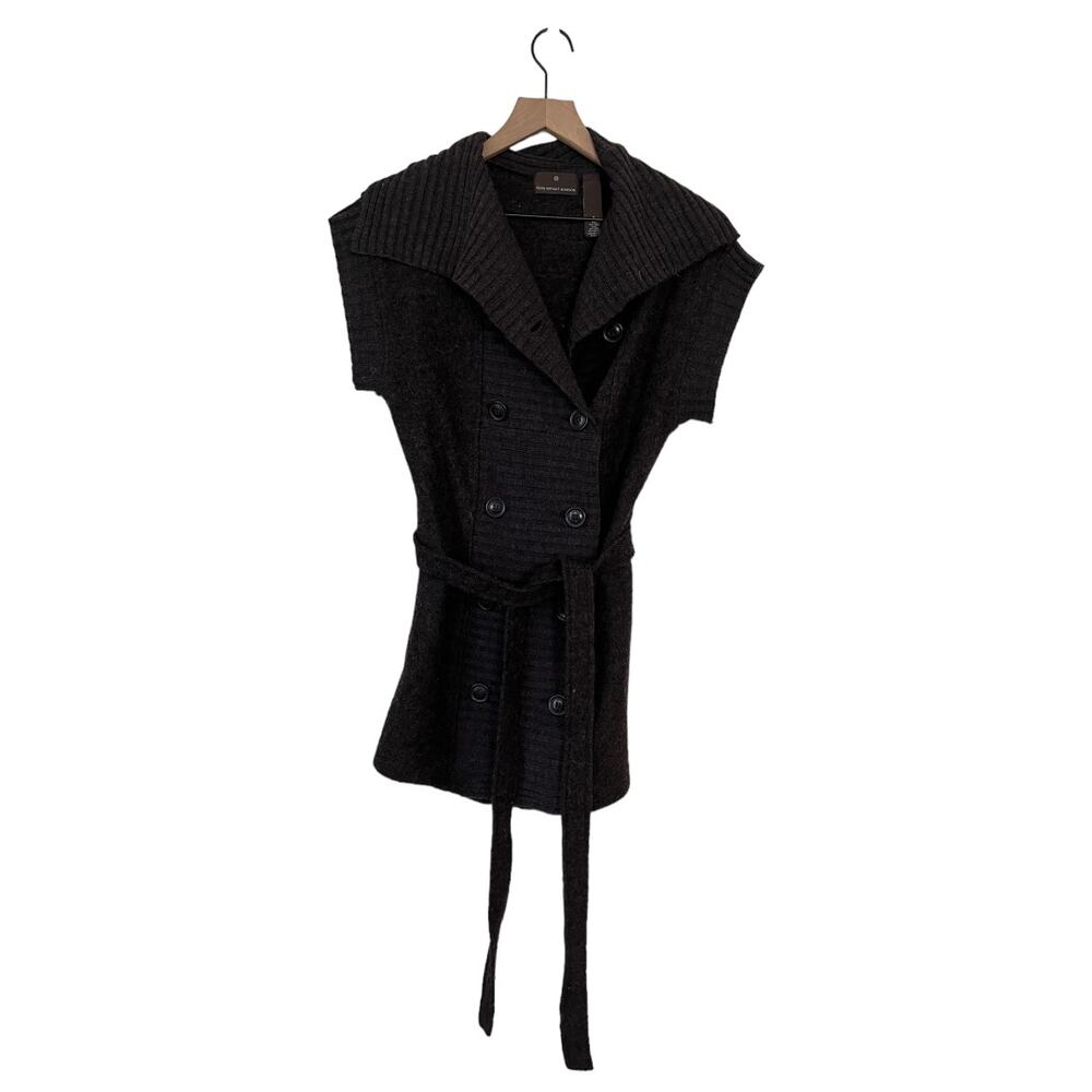 Fenn Wright Mason Women Short Sleeve Button Front Brown Wool Cardigan Size Small